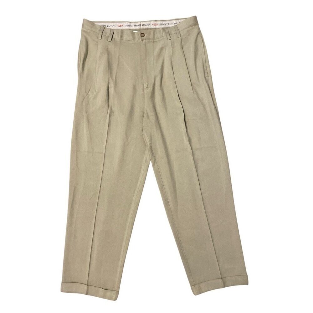 Vtg Vintage Tommy Bahama Relax Pleated Khaki Pants Men's 38x29 100% Silk